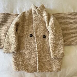 Zara White Boucle Coat